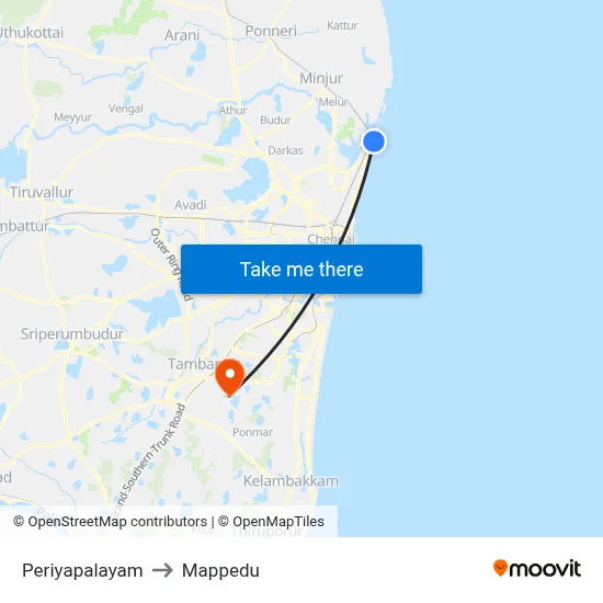 Periyapalayam to Mappedu map