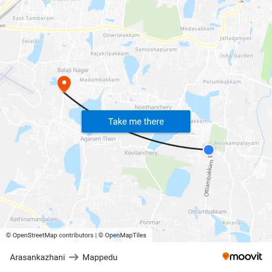 Arasankazhani to Mappedu map