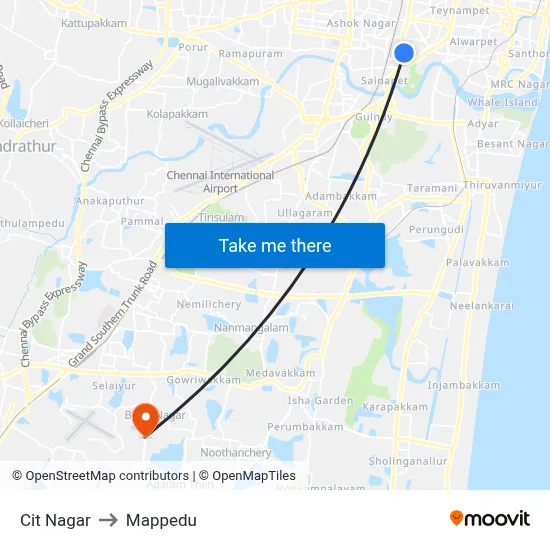 Cit Nagar to Mappedu map