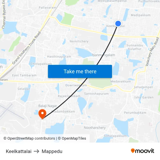 Keelkattalai to Mappedu map