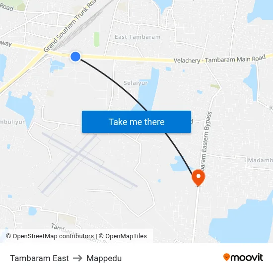 Tambaram East to Mappedu map