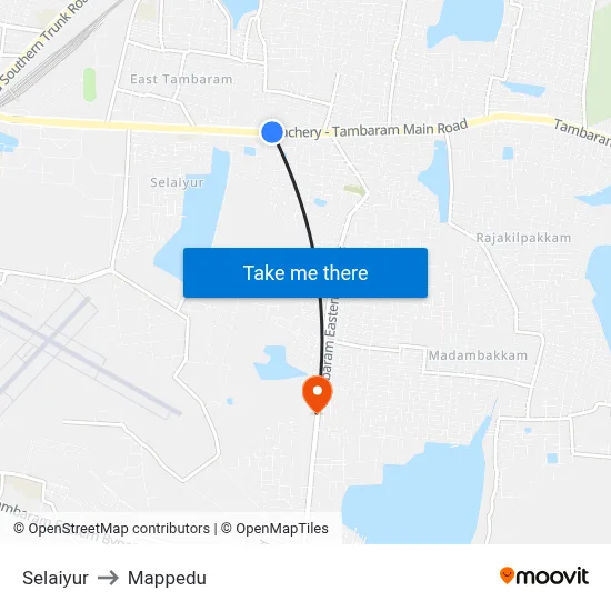 Selaiyur to Mappedu map