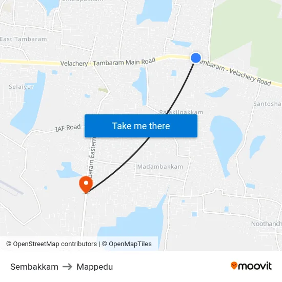 Sembakkam to Mappedu map