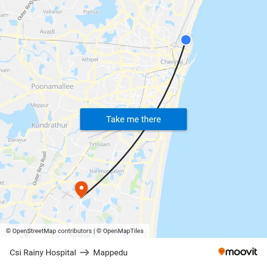 Csi Rainy Hospital to Mappedu map