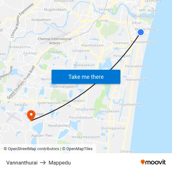Vannanthurai to Mappedu map