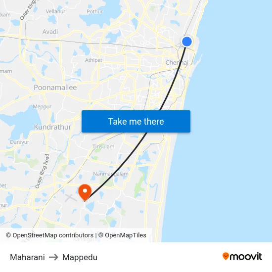 Maharani to Mappedu map