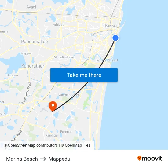 Marina Beach to Mappedu map
