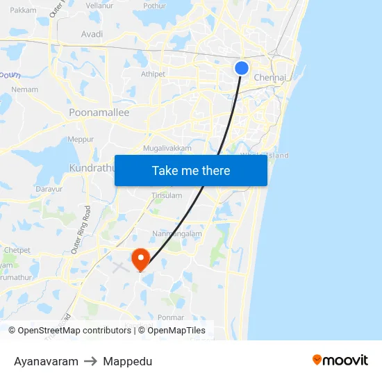 Ayanavaram to Mappedu map