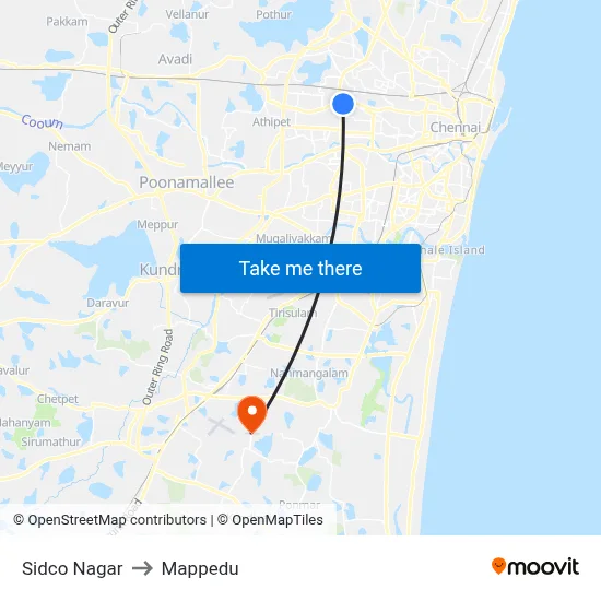 Sidco Nagar to Mappedu map