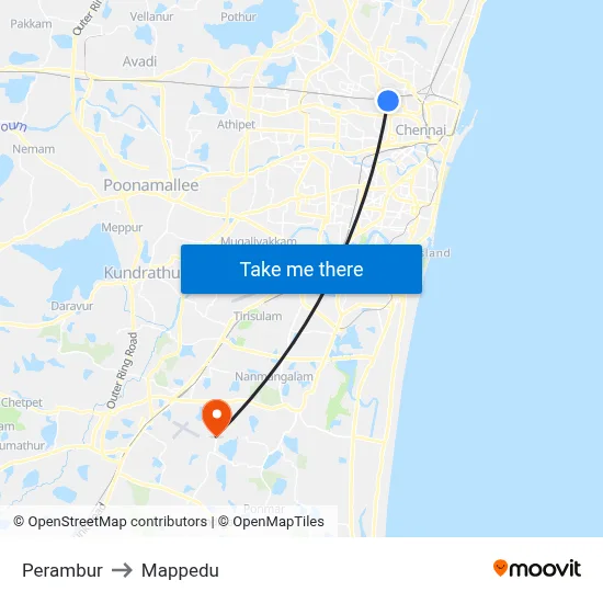 Perambur to Mappedu map