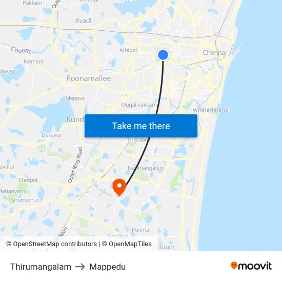 Thirumangalam to Mappedu map