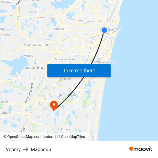 Vepery to Mappedu map