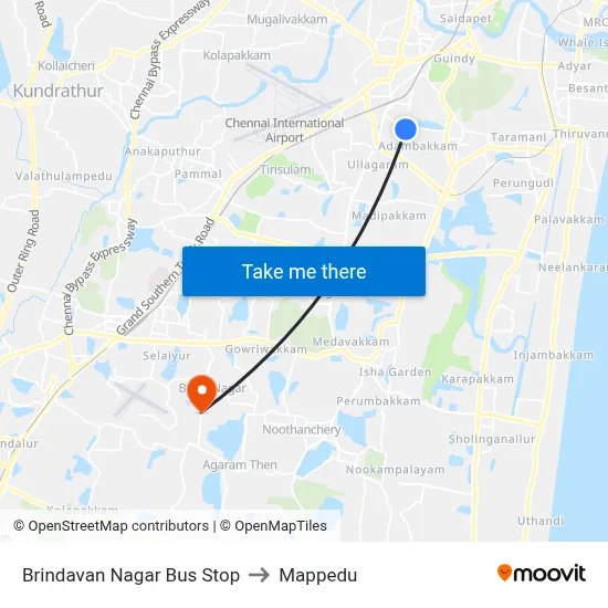 Brindavan Nagar Bus Stop to Mappedu map