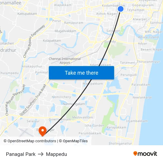 Panagal Park to Mappedu map