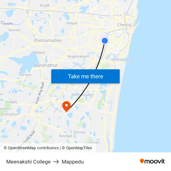 Meenakshi College to Mappedu map