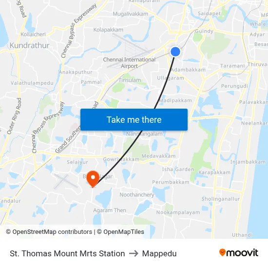 St. Thomas Mount Mrts Station to Mappedu map