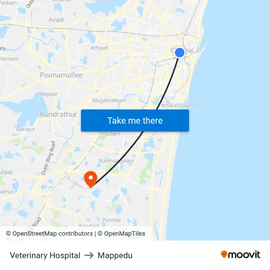 Veterinary Hospital to Mappedu map