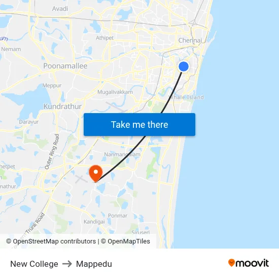 New College to Mappedu map