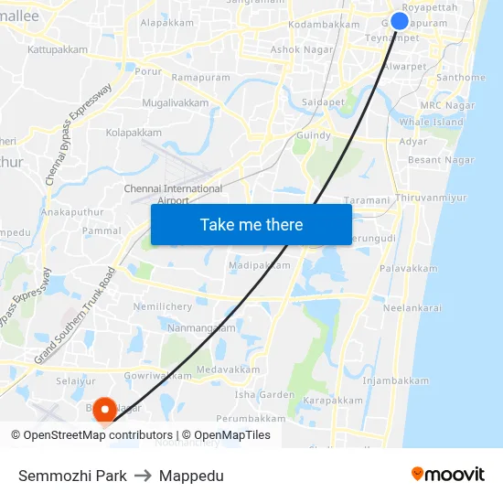 Semmozhi Park to Mappedu map