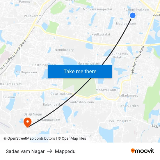 Sadasivam Nagar to Mappedu map