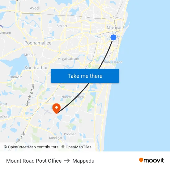 Mount Road Post Office to Mappedu map