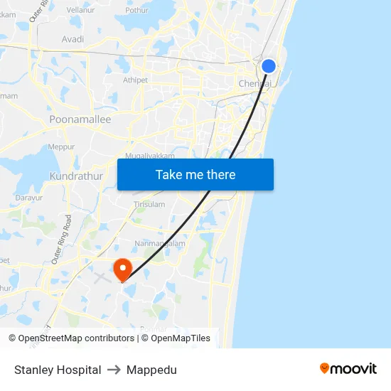 Stanley Hospital to Mappedu map