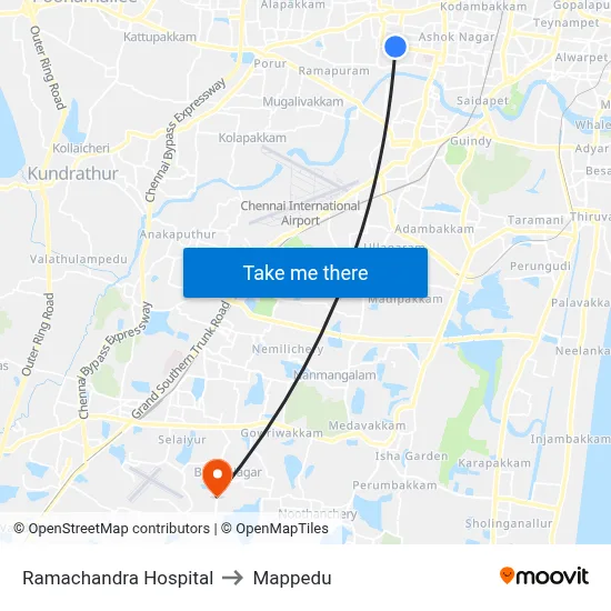 Ramachandra Hospital to Mappedu map