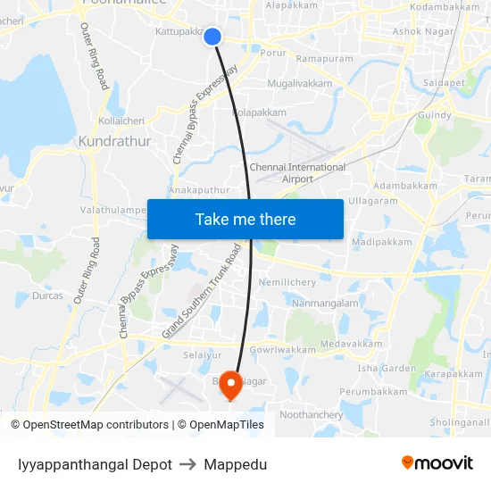Iyyappanthangal Depot to Mappedu map