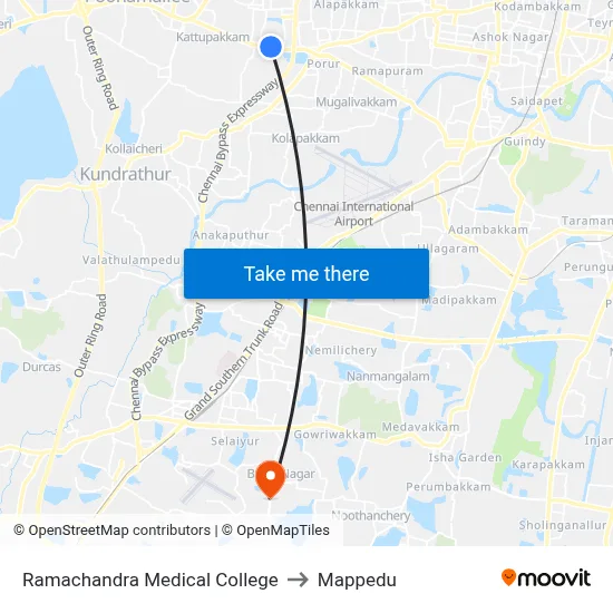 Ramachandra Medical College to Mappedu map