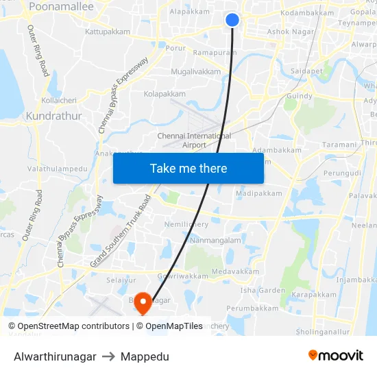 Alwarthirunagar to Mappedu map