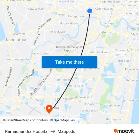 Ramachandra Hospital to Mappedu map