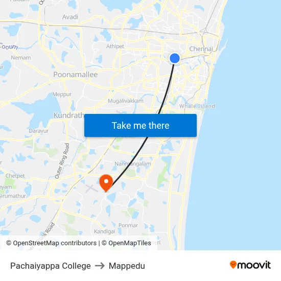 Pachaiyappa College to Mappedu map