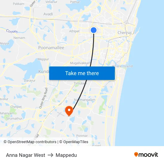 Anna Nagar West to Mappedu map