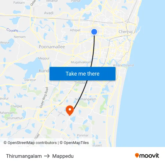 Thirumangalam to Mappedu map