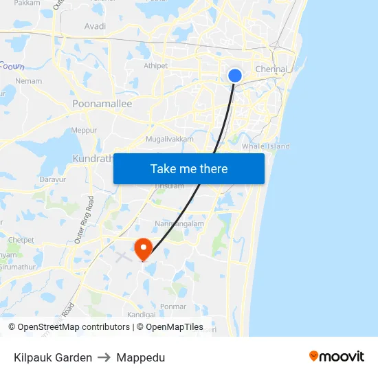 Kilpauk Garden to Mappedu map
