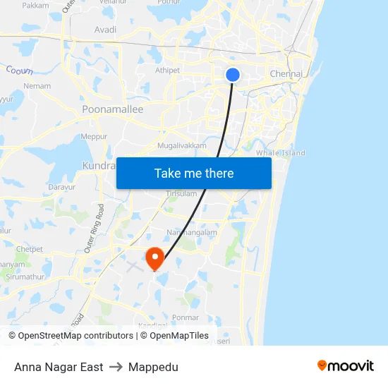 Anna Nagar East to Mappedu map