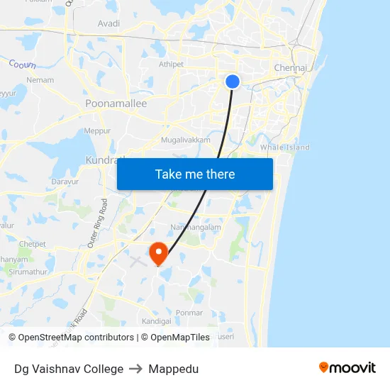 Dg Vaishnav College to Mappedu map