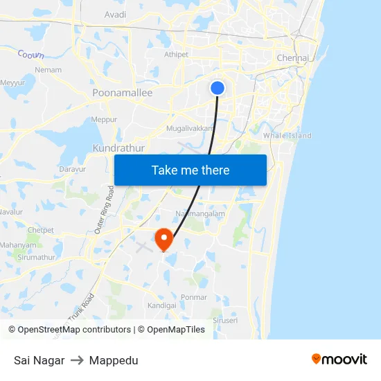 Sai Nagar to Mappedu map