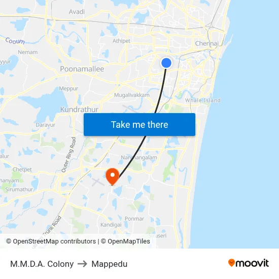 M.M.D.A. Colony to Mappedu map