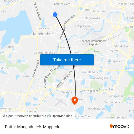 Pattur Mangadu to Mappedu map