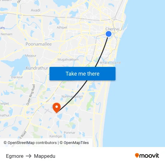 Egmore to Mappedu map