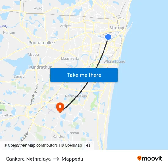 Sankara Nethralaya to Mappedu map