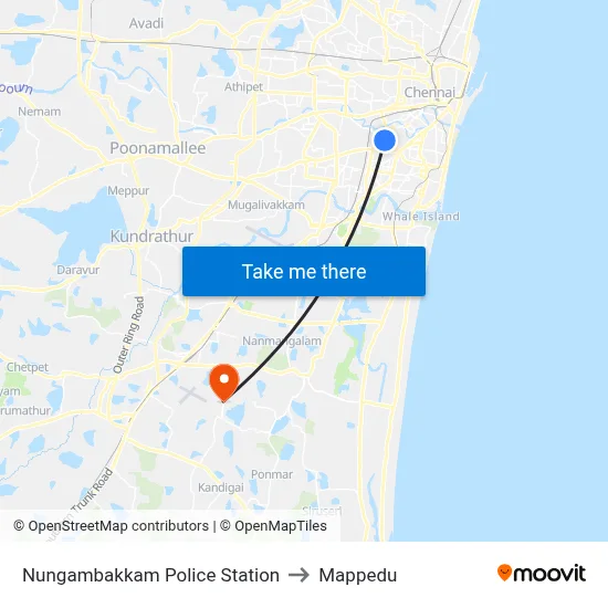 Nungambakkam Police Station to Mappedu map