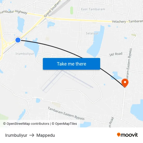 Irumbuliyur to Mappedu map