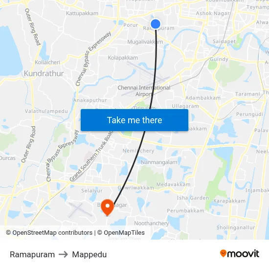 Ramapuram to Mappedu map