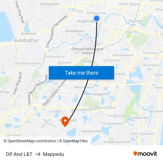 Dlf And L&T to Mappedu map