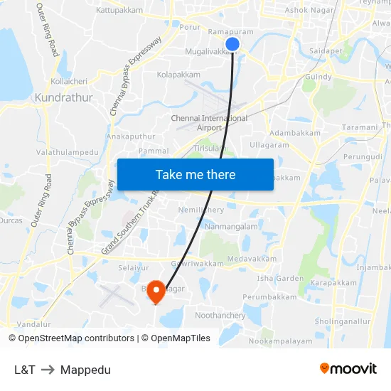 L&T to Mappedu map
