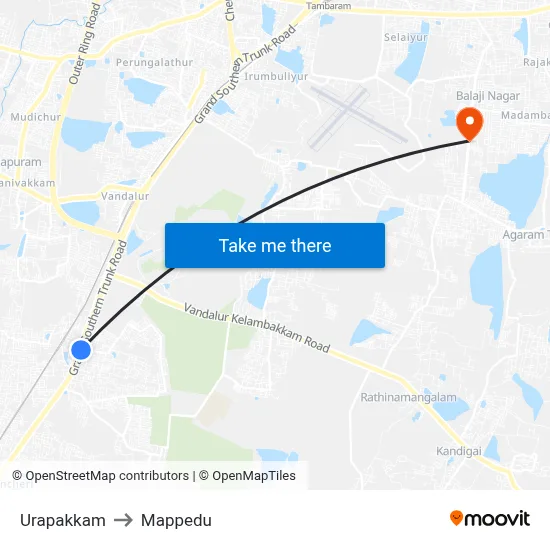 Urapakkam to Mappedu map