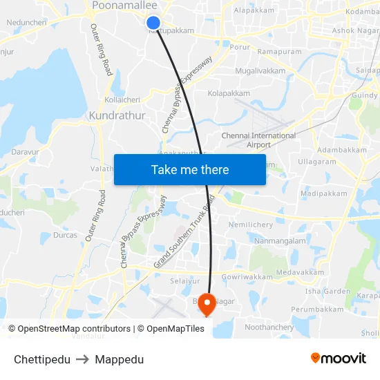 Chettipedu to Mappedu map