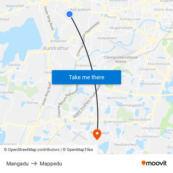 Mangadu to Mappedu map